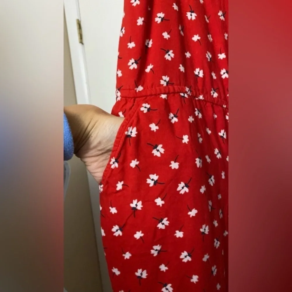 Abercrombie Kids Red Floral Jumpsuit Size 9/10
